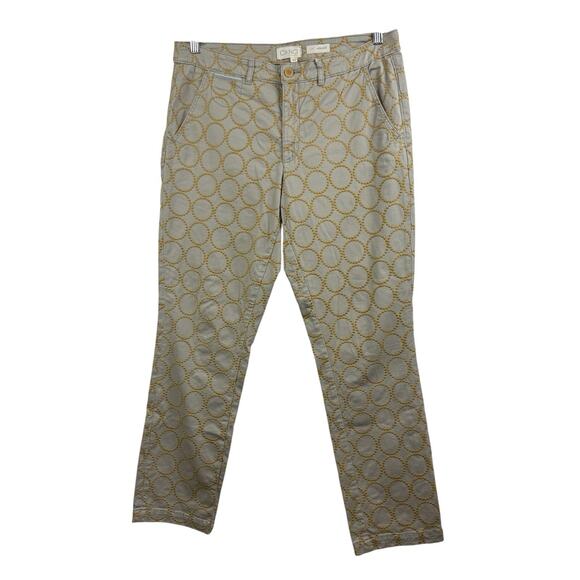 Chino by Anthropologie Relaxed Fit Embroidered Circle Pattern Pants Size 32 - Picture 10 of 13